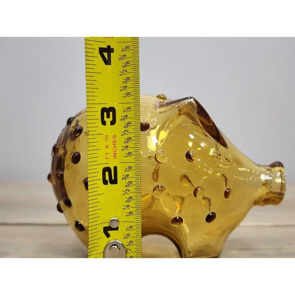 Holmegaard Jacob Bang Scandinavian Amber Pig Piggy Bank MCM Vintage Hobnail